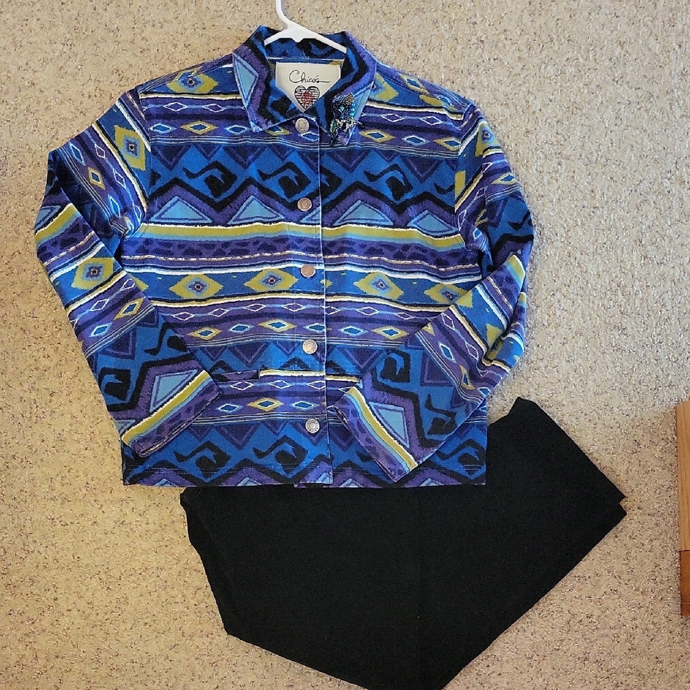 Chico's Multicolor Geometric Blazer